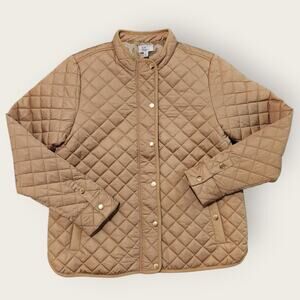 Kim Rogers Jacket Women's M Tan Quilted Full Zip Snap NWT